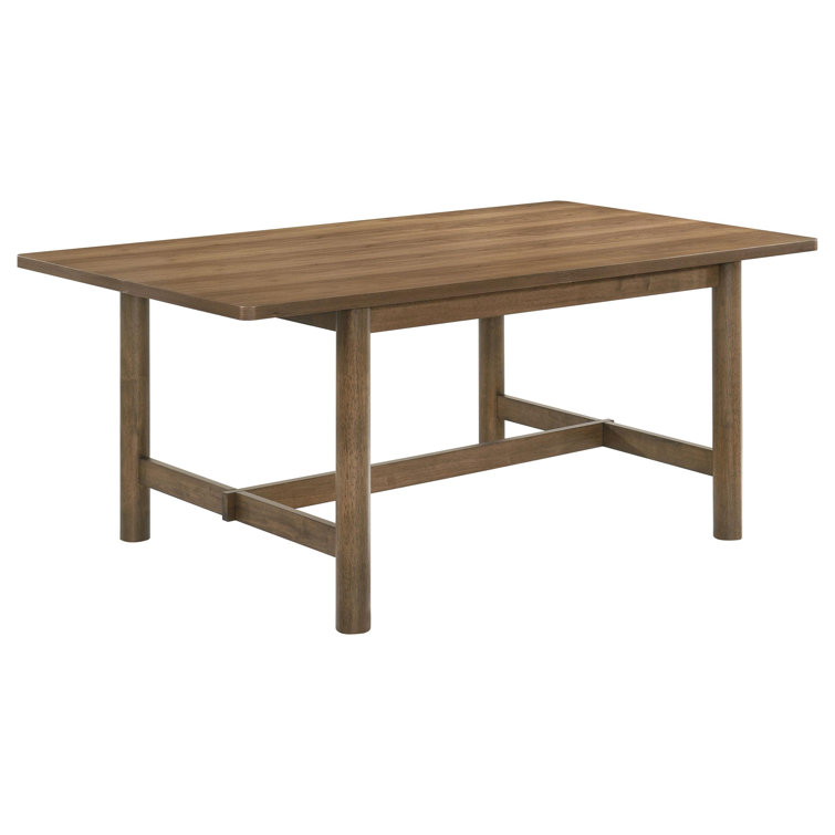 Walnut Rectangular Dining Table Set with Beige Upholstered Chairs