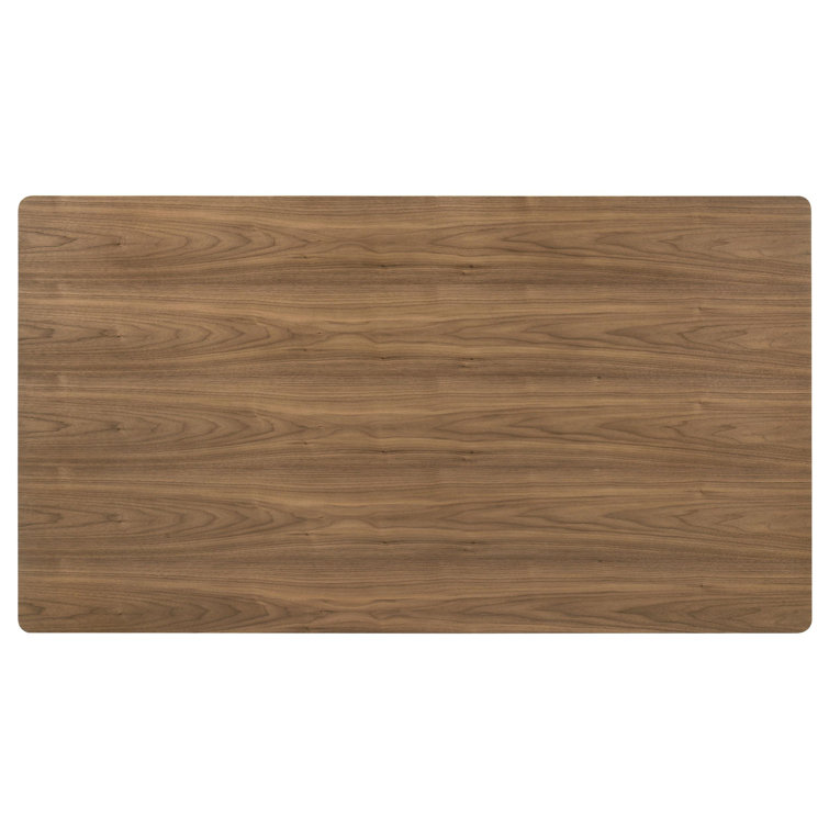 Walnut Rectangular Dining Table Set with Beige Upholstered Chairs