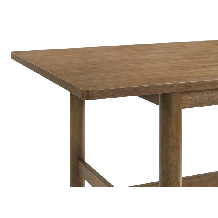Walnut Rectangular Dining Table Set with Beige Upholstered Chairs