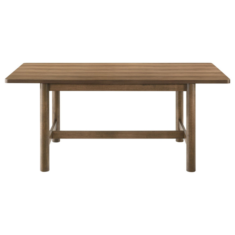 Walnut Rectangular Dining Table Set with Beige Upholstered Chairs