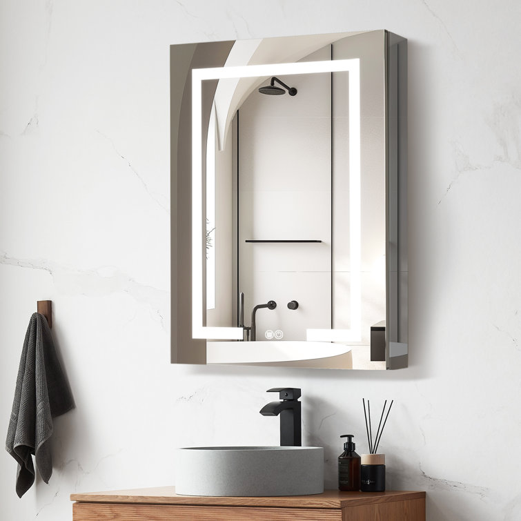 Santona Silver Aluminum Frameless LED Medicine Cabinet