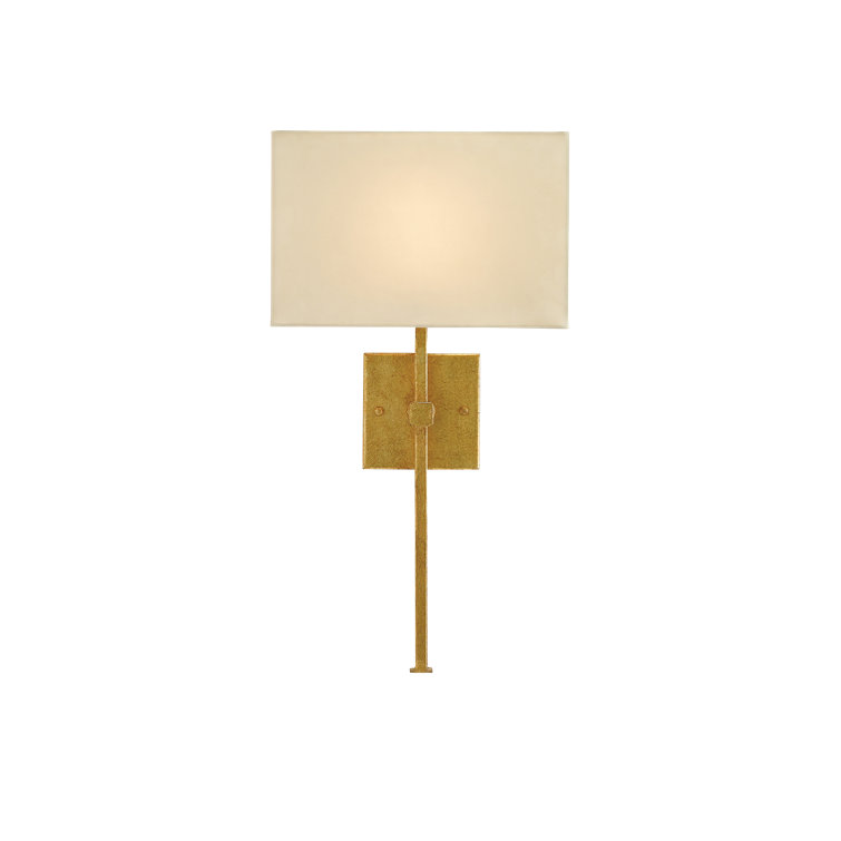 Antique Gold Leaf Wall Sconce with Champagne Silk Shade