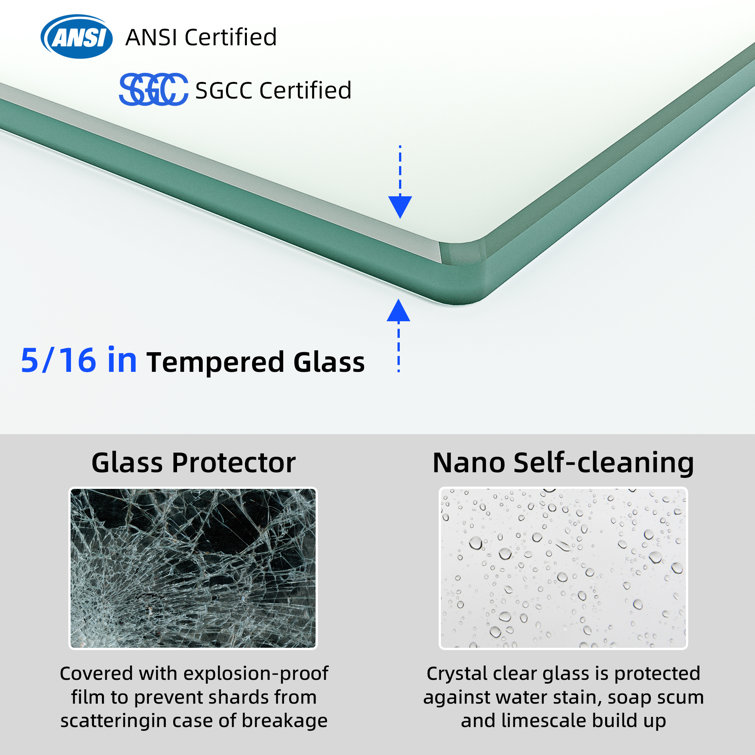 Brushed Nickel Frameless Sliding Shower Door with Clear Tempered Glass