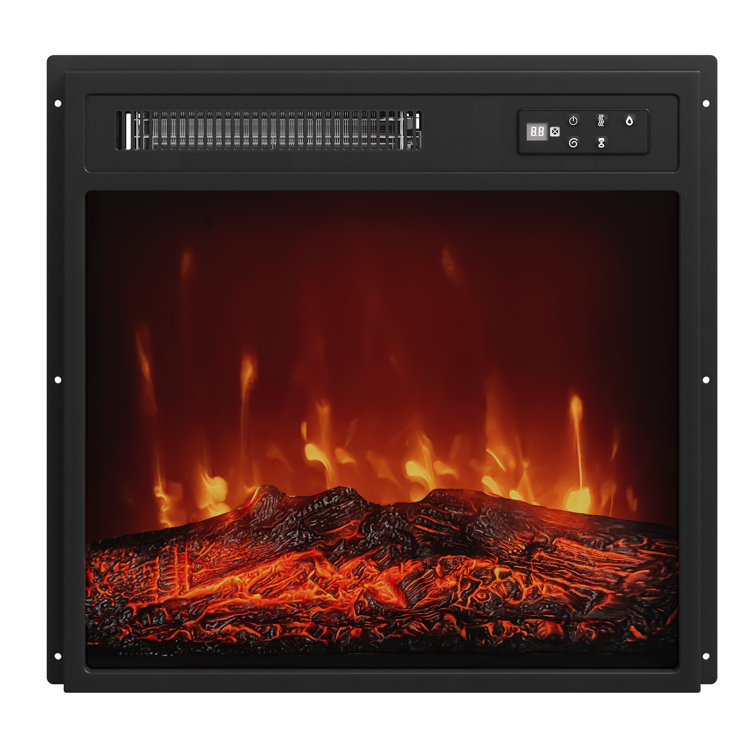 18-Inch Black Iron Electric Fireplace with Glass Mantel