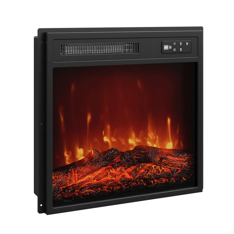 18-Inch Black Iron Electric Fireplace with Glass Mantel