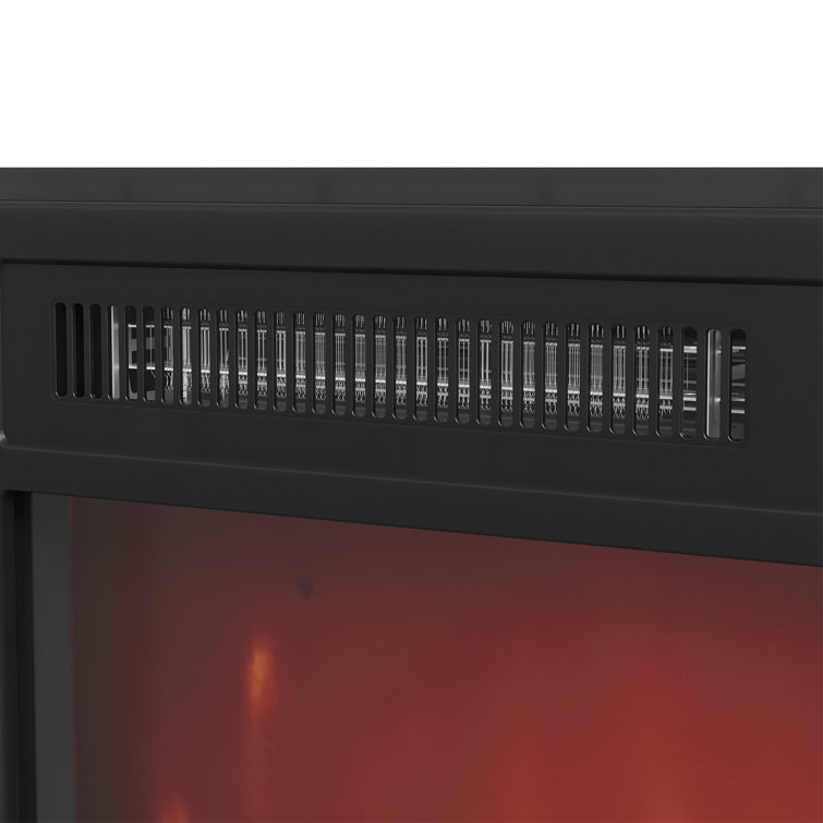 18-Inch Black Iron Electric Fireplace with Glass Mantel