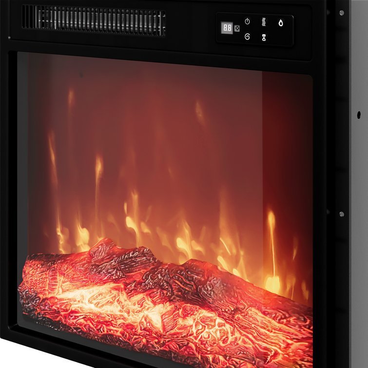 18-Inch Black Iron Electric Fireplace with Glass Mantel