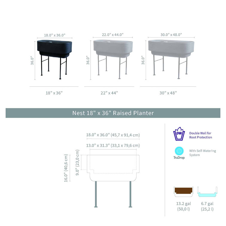 Midnight Blue Elevated Self-Watering Outdoor Planter with Steel Legs