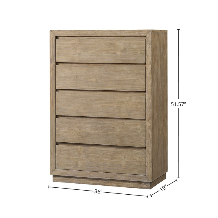 Albie Sandstone Pine Chest with 5 Sleek Drawers