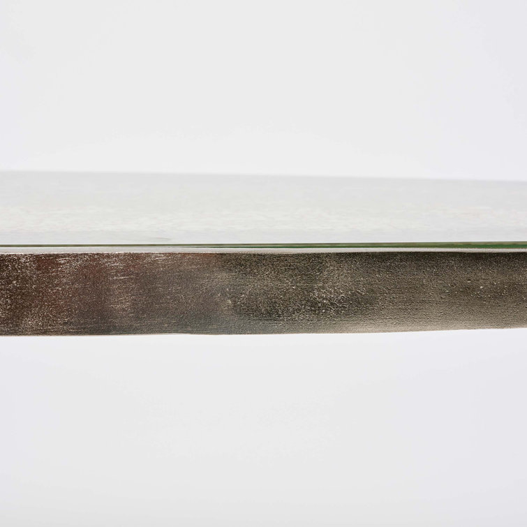 Taupe Gray Glass Top Coffee Table with Champagne Base
