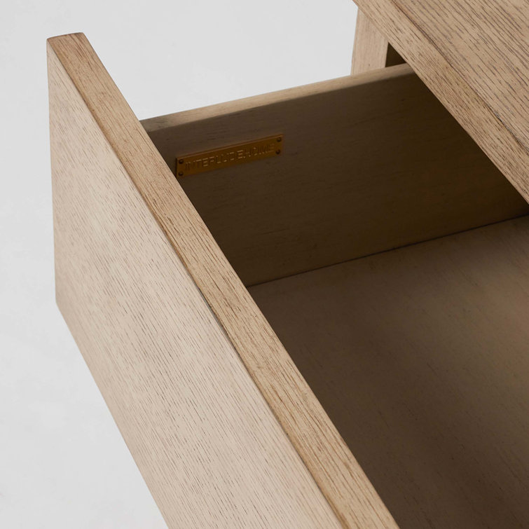 Washed Taupe Oak 2-Drawer Solid Wood Nightstand