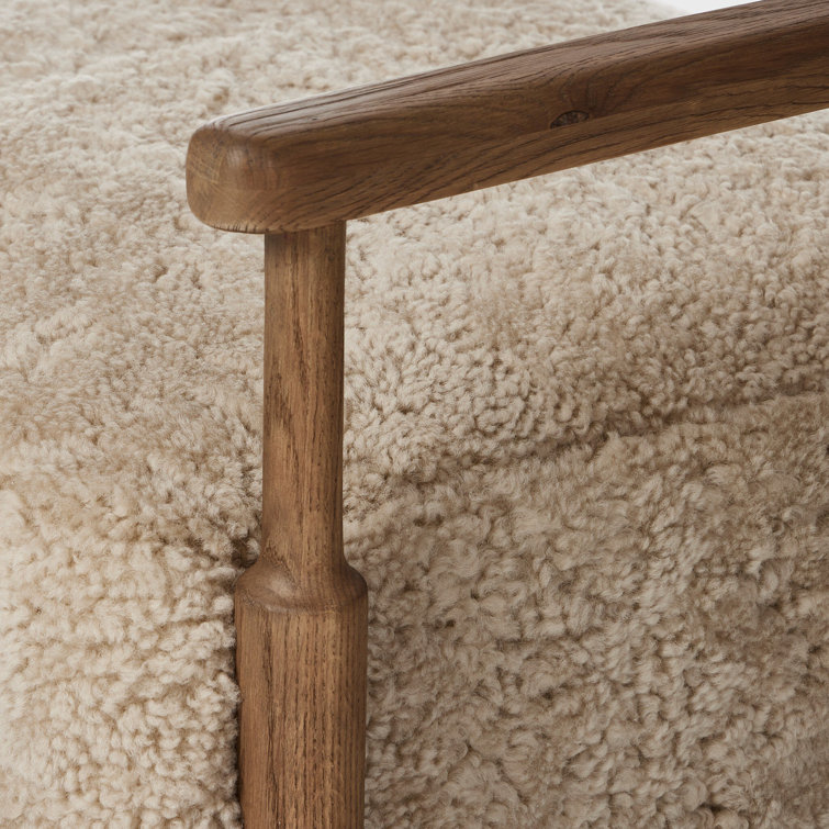 Amber Lewis Brown Oak Lounge Chair with Shearling Cushion