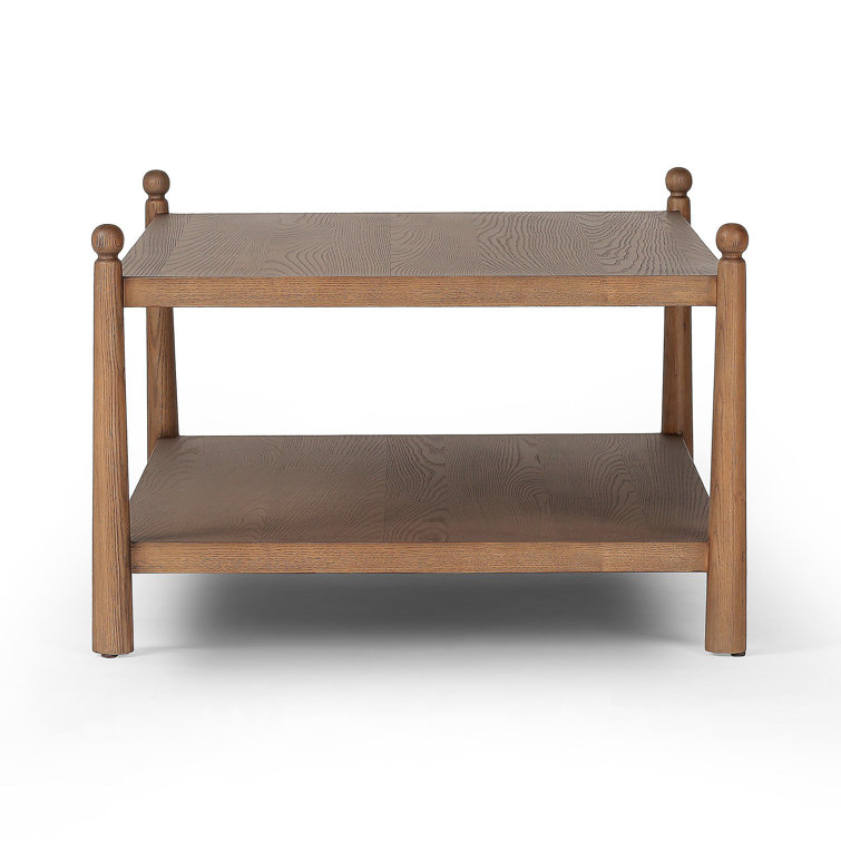 Amber Ash Rectangular Wood Coffee Table with Storage