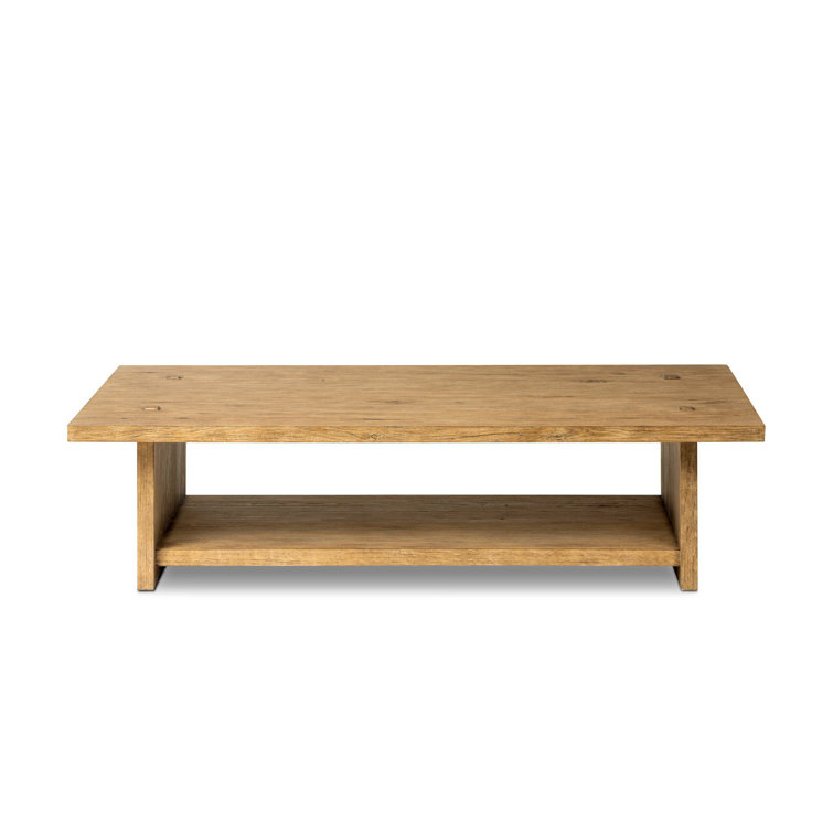 Distressed Blonde Oak Rectangular Coffee Table with Storage