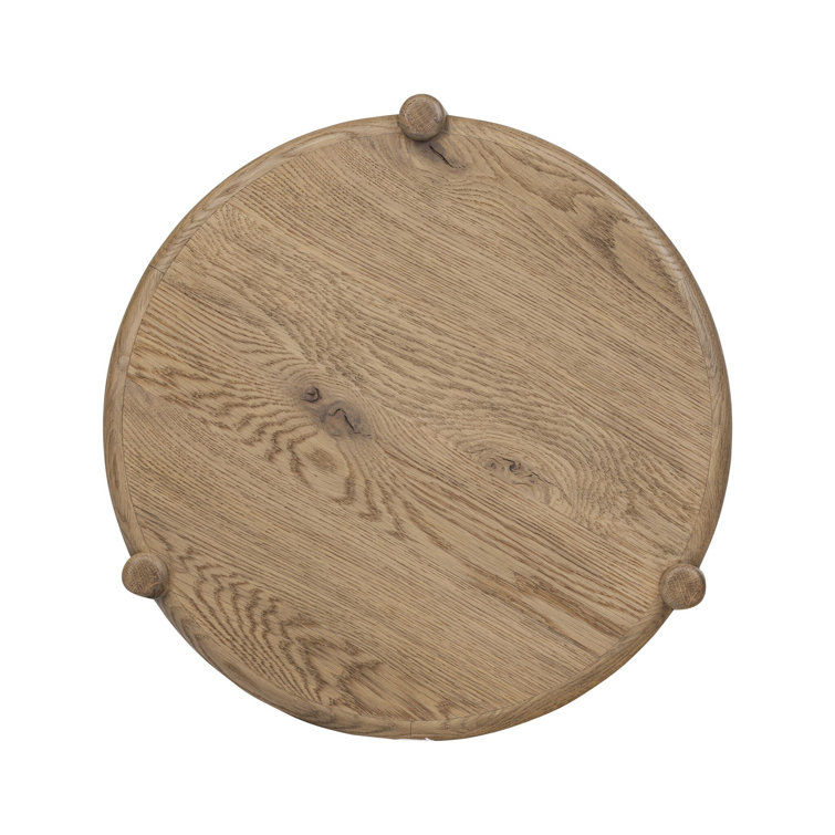Aged Smoked Oak Round Three-Legged End Table