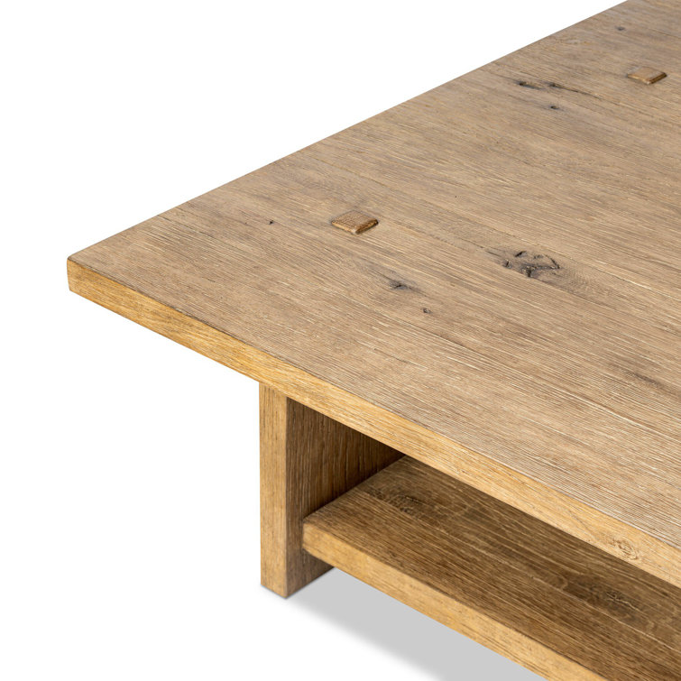 Distressed Blonde Oak Rectangular Coffee Table with Storage
