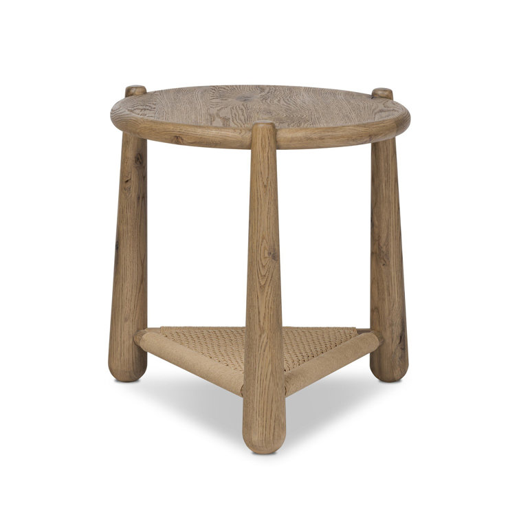 Aged Smoked Oak Round Three-Legged End Table