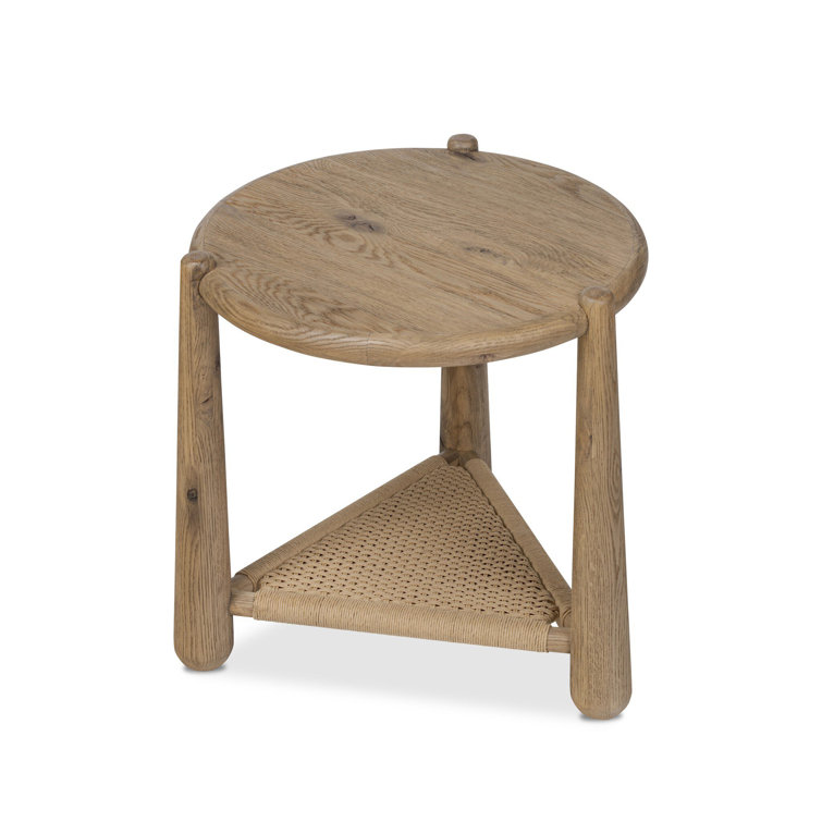Aged Smoked Oak Round Three-Legged End Table