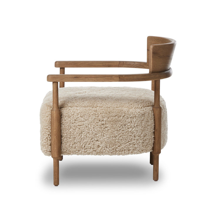 Amber Lewis Brown Oak Lounge Chair with Shearling Cushion