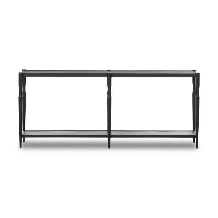 Augusta Black Iron Console Table with Lower Shelf Storage