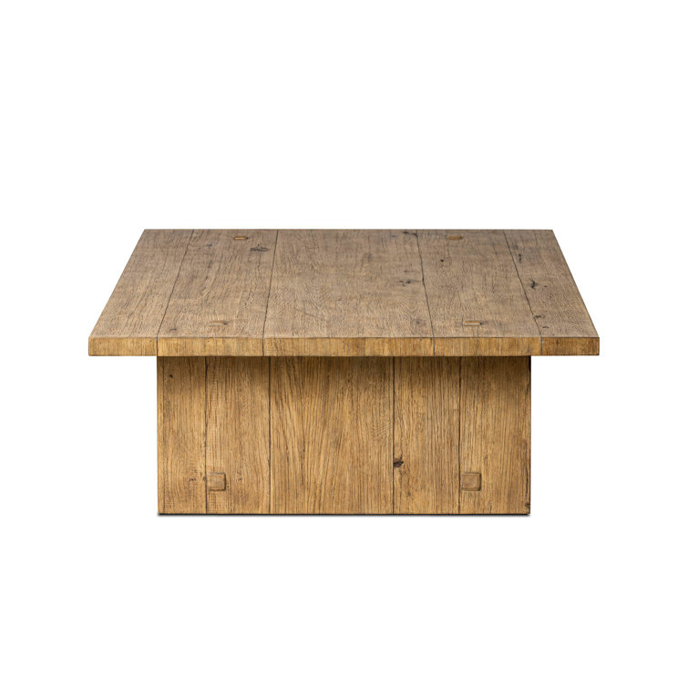 Distressed Blonde Oak Rectangular Coffee Table with Storage