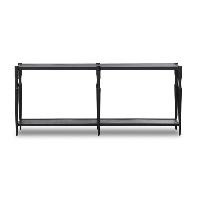 Augusta Black Iron Console Table with Lower Shelf Storage
