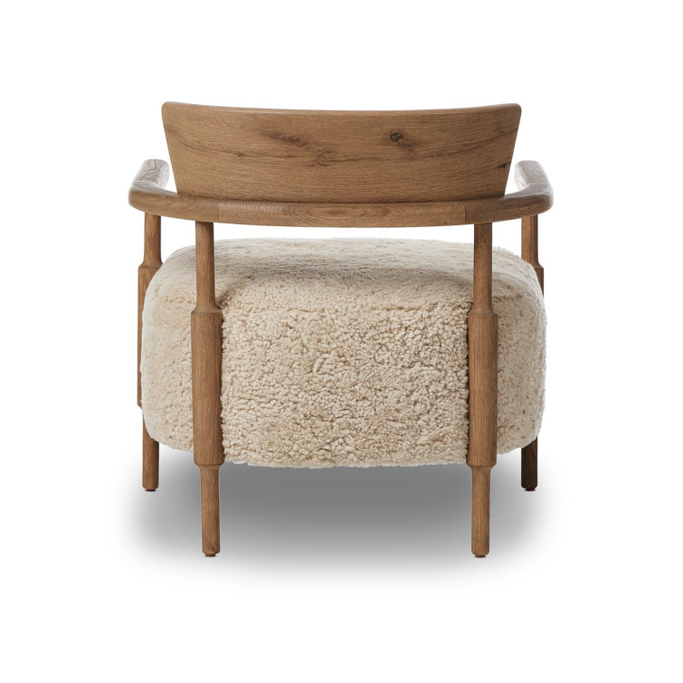 Amber Lewis Brown Oak Lounge Chair with Shearling Cushion