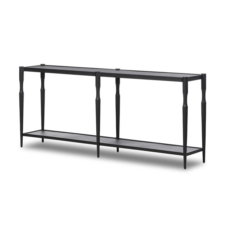Augusta Black Iron Console Table with Lower Shelf Storage