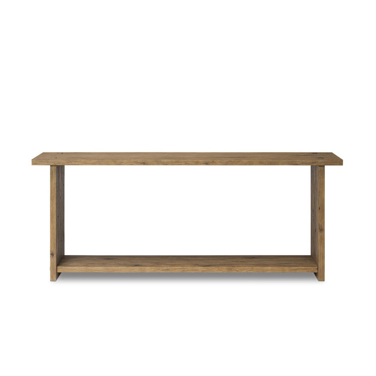 Distressed Blonde Oak Console Table with Storage Shelf