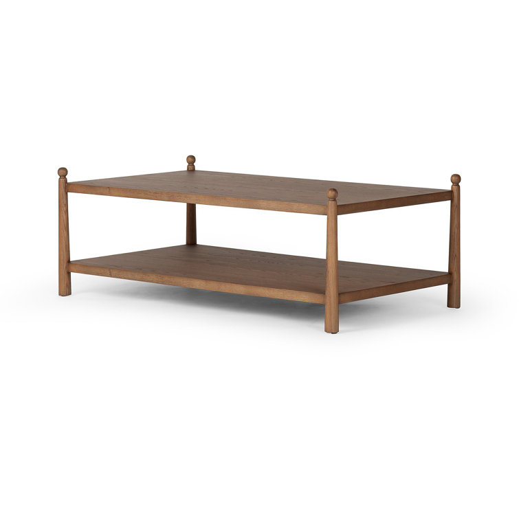 Amber Ash Rectangular Wood Coffee Table with Storage