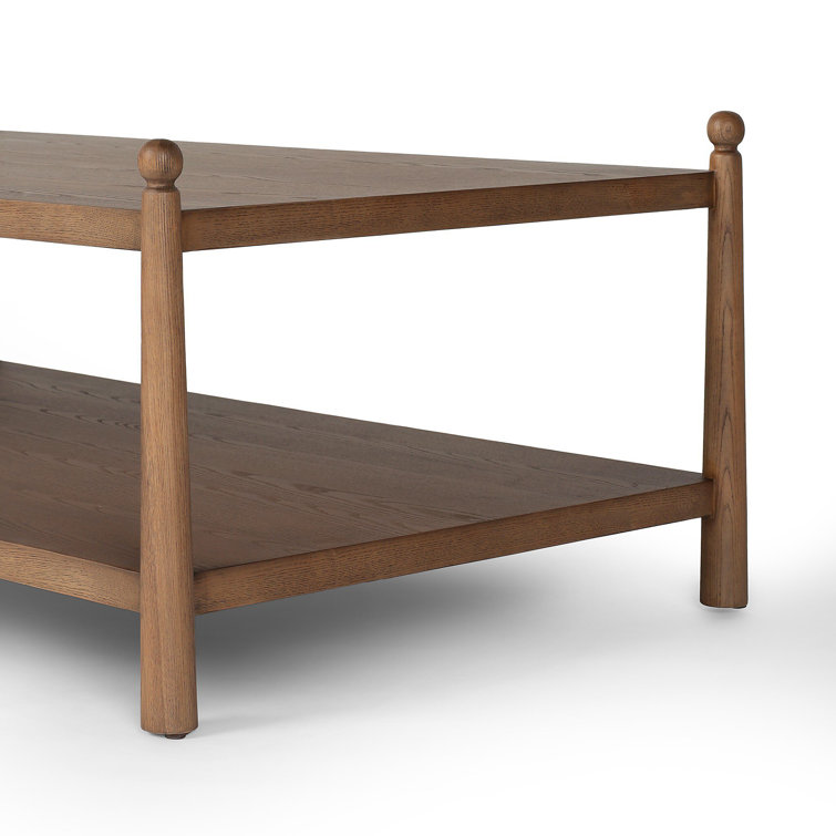 Amber Ash Rectangular Wood Coffee Table with Storage