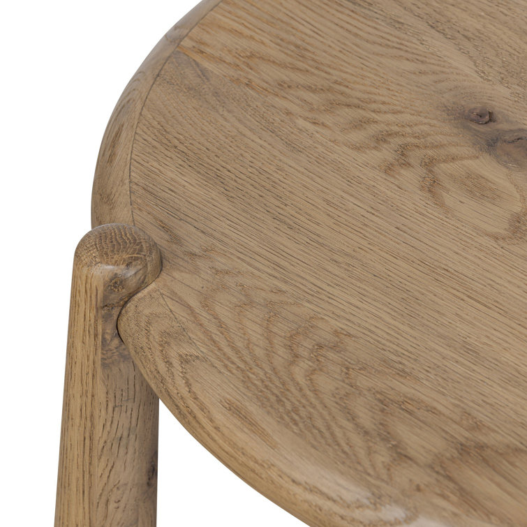 Aged Smoked Oak Round Three-Legged End Table