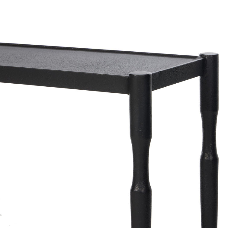 Augusta Black Iron Console Table with Lower Shelf Storage