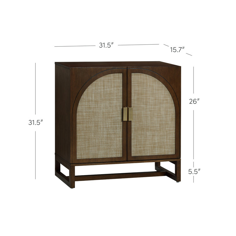 Paxton Dark Brown Wood Cabinet with Rattan Doors, Set of 2