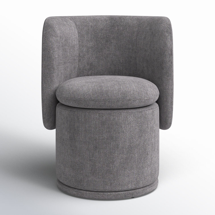 Dark Gray Upholstered Swivel Side Chair with Metal Legs