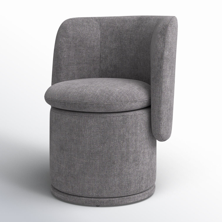 Dark Gray Upholstered Swivel Side Chair with Metal Legs