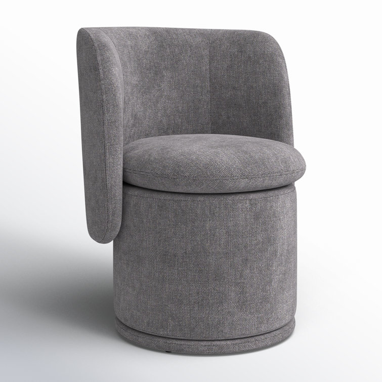Dark Gray Upholstered Swivel Side Chair with Metal Legs
