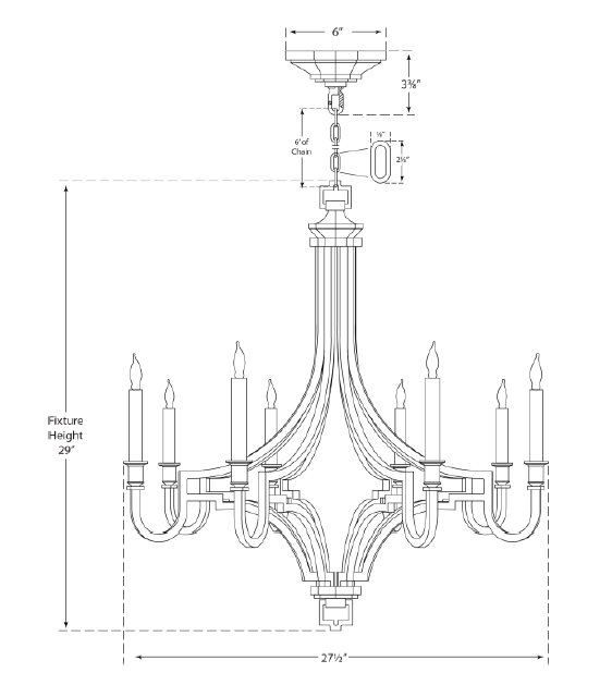Antique Brass 8-Light Candle Chandelier with Crystal Accents
