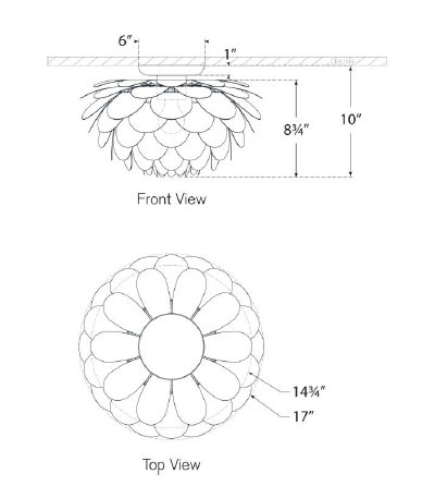 Gilded Aluminum Petal LED Flush Mount Light