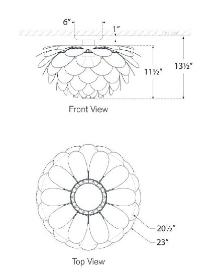 Gilded Aluminum Petal LED Flush Mount Light