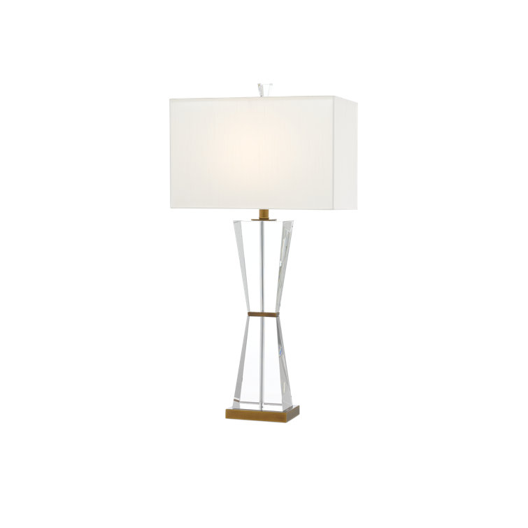 Laelia Clear and Antique Brass Table Lamp with Off-White Shade