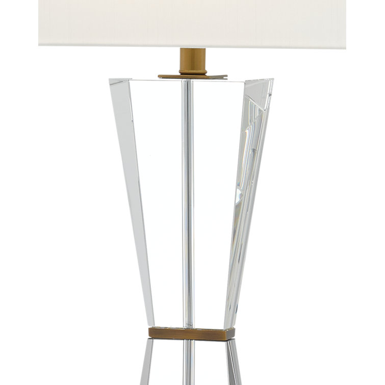 Laelia Clear and Antique Brass Table Lamp with Off-White Shade
