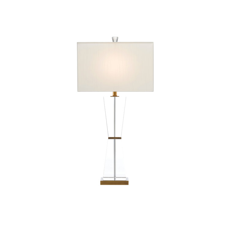 Laelia Clear and Antique Brass Table Lamp with Off-White Shade