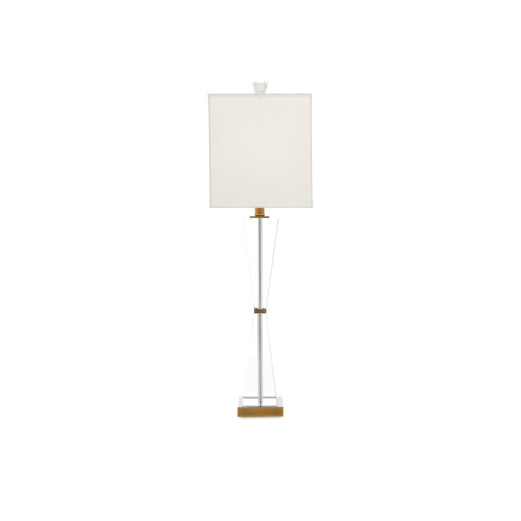 Laelia Clear and Antique Brass Table Lamp with Off-White Shade