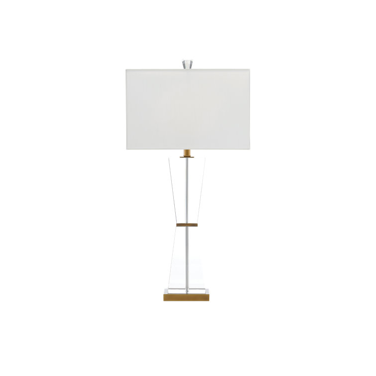Laelia Clear and Antique Brass Table Lamp with Off-White Shade