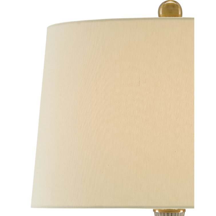 Cait Green Ceramic Table Lamp with Tan Linen Shade