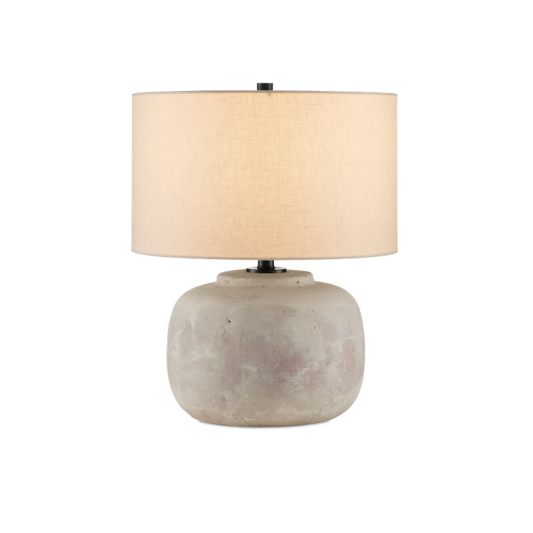 Antique Earth Concrete Table Lamp with Light Beige Linen Shade