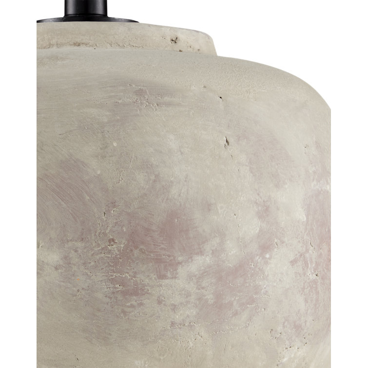 Antique Earth Concrete Table Lamp with Light Beige Linen Shade