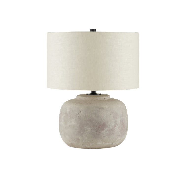 Antique Earth Concrete Table Lamp with Light Beige Linen Shade