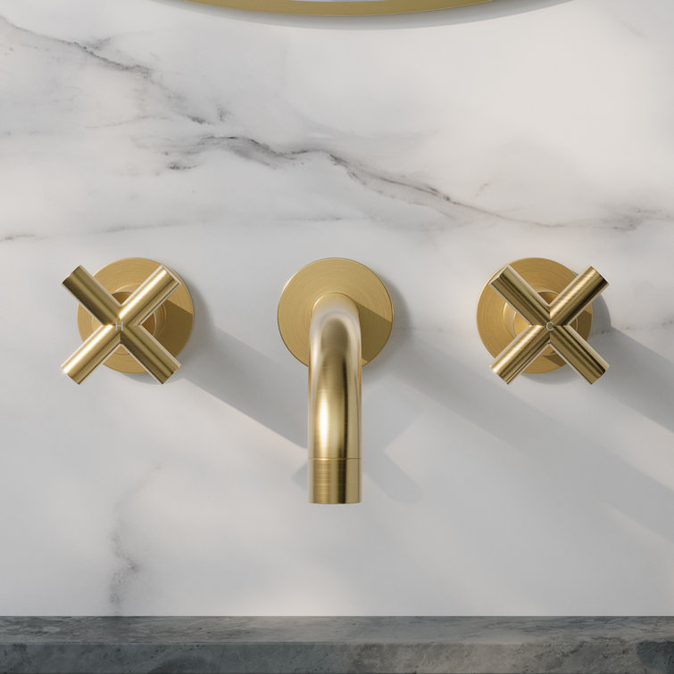 Ivy Brushed Gold Brass Wall Mount Bathroom Faucet